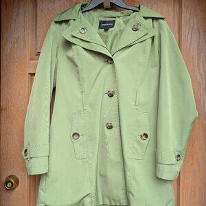 Green London Fog Lined Rain Jacket Trench Coat Size Large
